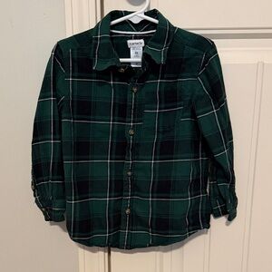 Carter's Dark Green Plaid Button-Down Shirt